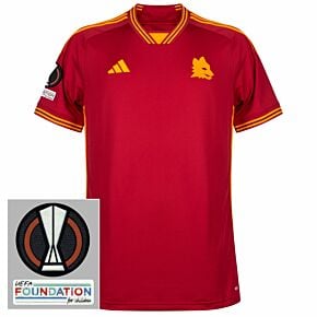 23-24 AS Roma Home Shirt inc. Europa League & UEFA Foundation Patches