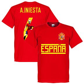 Spain A. Iniesta 6 Gallery Team Tee - Red