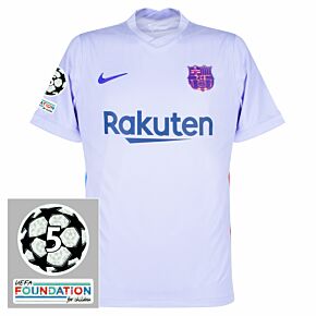 21-22 Barcelona Away Shirt + UCL Starball 5 Times Winner + UEFA Foundation Patch Set
