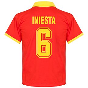1970's Spain Home Retro Shirt + Iniesta 6 (Fan Style)