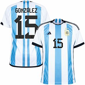 22-23 Argentina Home Shirt + Gonzalez 15 (Official Printing)
