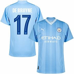 23-24 Man City Home Shirt + De Bruyne 17 (Official Cup Printing)