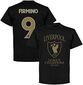 Liverpool 2020 League Champions Crest Firmino 9 KIDS T-shirt - Black