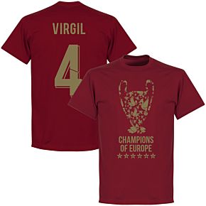 Liverpool Trophy Virgil 4 Champions of Europe Tee - Chilli Red