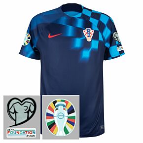22-23 Croatia Away Shirt + Euro 2024 Qualifying Patch Set