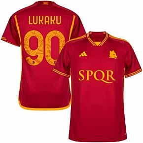 23-24 AS Roma Home Shirt incl. SPQR Sponsor + Lukaku 90 (Official Printing)