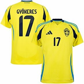 24-25 Sweden Home Shirt + Gyökeres 17 (Official Printing)
