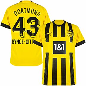 22-23 Borussia Dortmund Home Shirt + Bynoe-Gittens 43 (Official Printing)