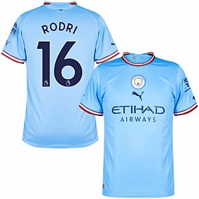 22-23 Man City Home Shirt + Rodri 16 (Premier League)