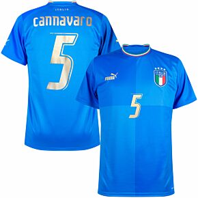 22-23 Italy Home Shirt + Cannavaro 5 (2006 Retro Printing)