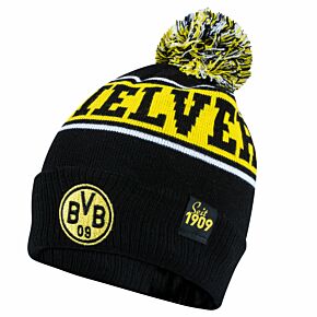 Borussia Dortmund Pom Beanie Hat - Black/Yellow