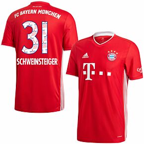 20-21 Bayern Munich Home Shirt + Schweinsteiger 31 (Danke Bastian Printing)