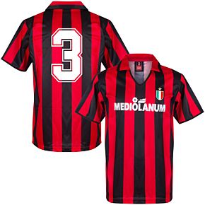 1994 AC Milan Home Retro Shirt + No.3 (Retro Flock Printing)