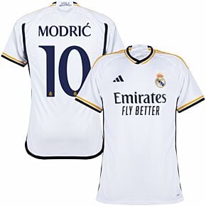 23-24 Real Madrid Home Shirt + Modrić 10 (Official Cup Printing)