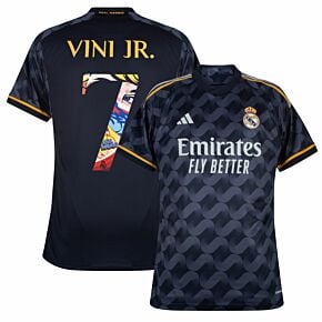 23-24 Real Madrid Away Shirt + Vini Jr. 7 (Pre-Season Printing)