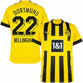 22-23 Borussia Dortmund Home Shirt + Bellingham 22 (Official Printing)