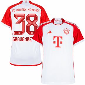 23-24 Bayern Munich Home Shirt + Gravenberch 38 (Official Printing)