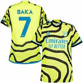 23-24 Arsenal Authentic Away Shirt + Saka 7 (Cup Style Printing)