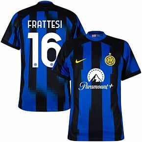23-24 Inter Milan Home Shirt + Frattesi 16 (Official Printing)