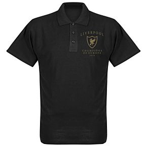 Liverpool Crest Champions of Europe Polo Shirt - Black