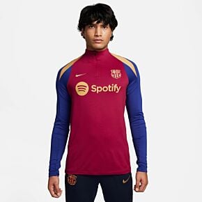 23-24 Barcelona Dri-Fit Strike L/S 1/4 Zip Drill Top - Noble Red/Royal/Gold