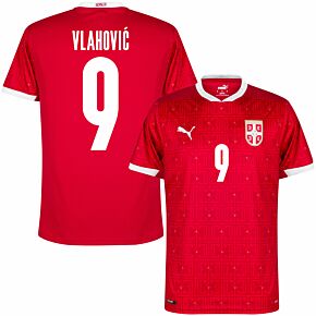 20-21 Serbia Home Shirt + Vlahović 9 (Official Printing)