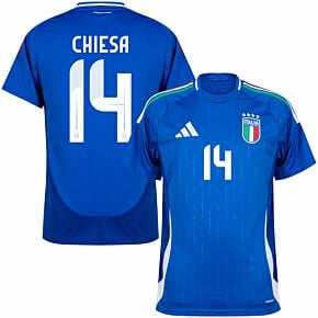 24-25 Italy Home Shirt + Chiesa 14 (Official Printing)