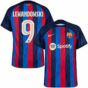 22-23 Barcelona Dri-Fit ADV Match Home Shirt + Lewandowski 9 (Cup Style Printing)