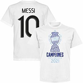 Argentina 2020 Copa America Champions Messi 10 KIDS T-shirt - White