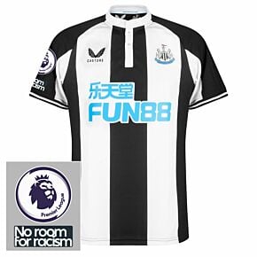 21-22 Newcastle Utd Home Shirt + Premier League + No Room For Racism Players Patches