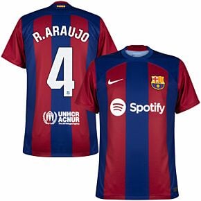 23-24 Barcelona Home Shirt + R.Araujo 4 (La Liga)