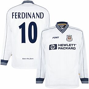 97-98 Tottenham Home L/S Retro Shirt + Ferdinand 10 (Retro Printing)