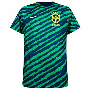 22-23 Brazil Dri-Fit Pre-Match S/S Top - Coastal Blue/Yellow