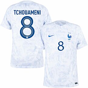 22-23 France Away Shirt + Tchouameni 8 (Official Printing)