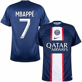 22-23 PSG Home Shirt + Mbappé 7 (Ligue 1 Printing)