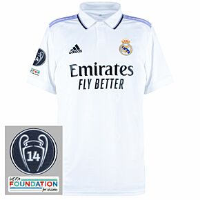 22-23 Real Madrid Home Shirt + UCL 14 Times Starball & UEFA Foundation Patches