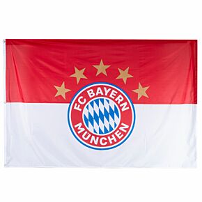 Bayern Munich Logo Flag 5 Stars - Red/White - (180 x 120cm)