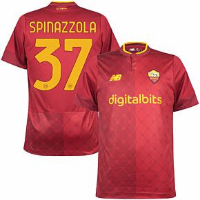 22-23 AS Roma Home Shirt + Spinazzola 37 (Official Printing)