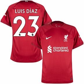 22-23 Liverpool Home Shirt + Luis Díaz 23 (Official Printing)
