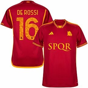 23-24 AS Roma Home Shirt incl. SPQR Sponsor + De Rossi 16 (Official Printing)