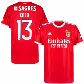 22-23 Benfica Home Shirt + Enzo 13 (Official Printing)