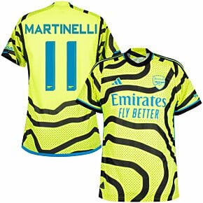 23-24 Arsenal Authentic Away Shirt + Martinelli 11 (Cup Style Printing)