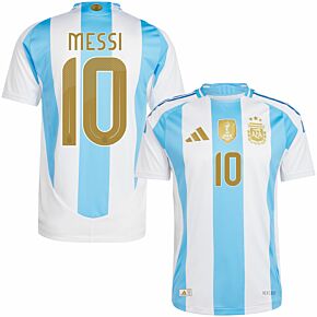 24-25 Argentina Home Shirt + Messi 10 (Official Gold Printing)