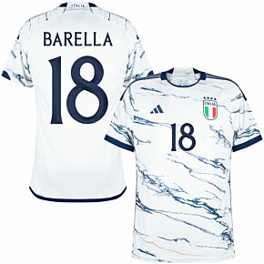23-24 Italy Away Shirt + Barella 18 (Official Printing)