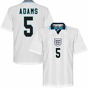 1996 England Euro 96 Home Retro Shirt + Adams 5 (Retro Flex Printing)