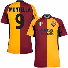 01-02 AS Roma Home Retro Shirt + Montella 9 (Fan Style)