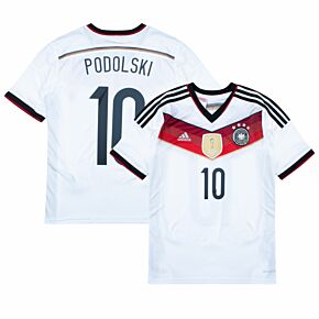 Germany Home 4 Star Podolski Boys Jersey 2014 / 2015 + World Cup Champions Patch