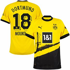 23-24 Borussia Dortmund Home Shirt + Moukoko 18 (Official Printing)