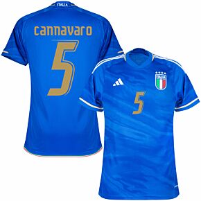 23-24 Italy Home Shirt + Cannavaro 5 (Legend Printing)