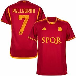 23-24 AS Roma Home Shirt incl. SPQR Sponsor + Pellegrini 7 (Official Printing)